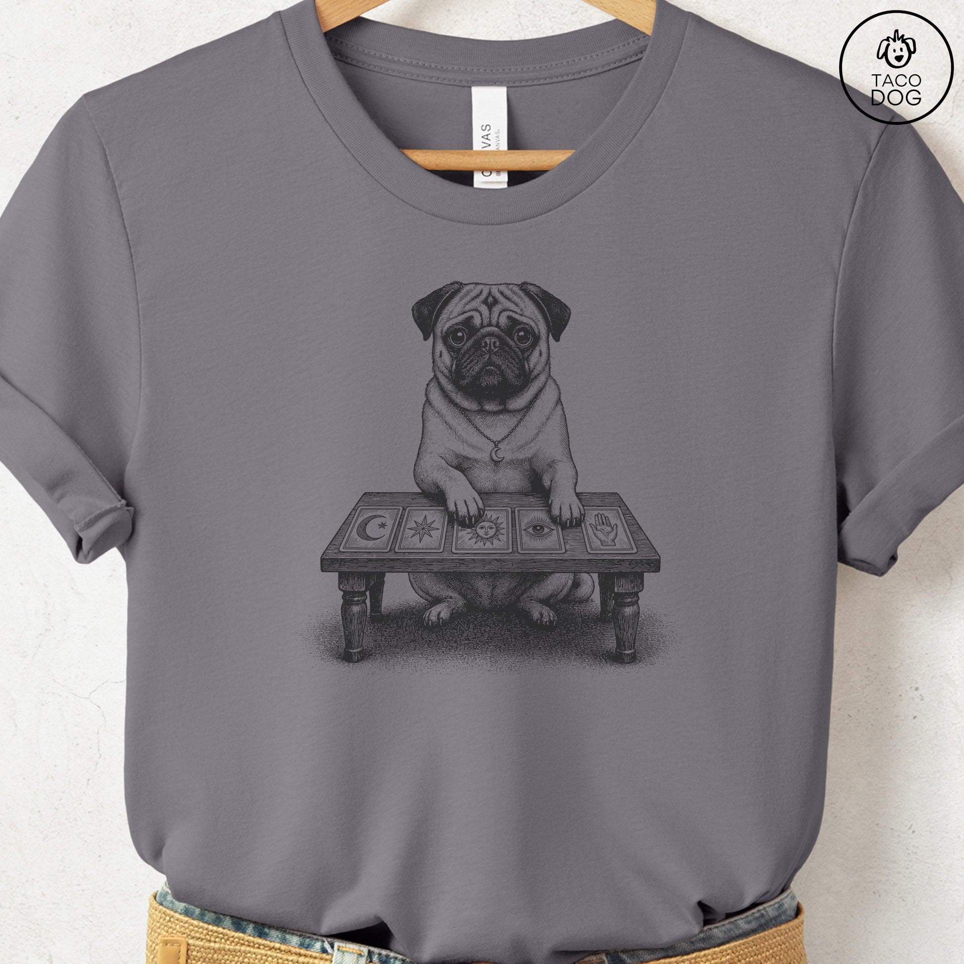 Pug Fall Tarot T-Shirt Storm Taco-Dog