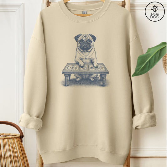 Pug Fall Tarot Sweatshirt Sand Taco-Dog