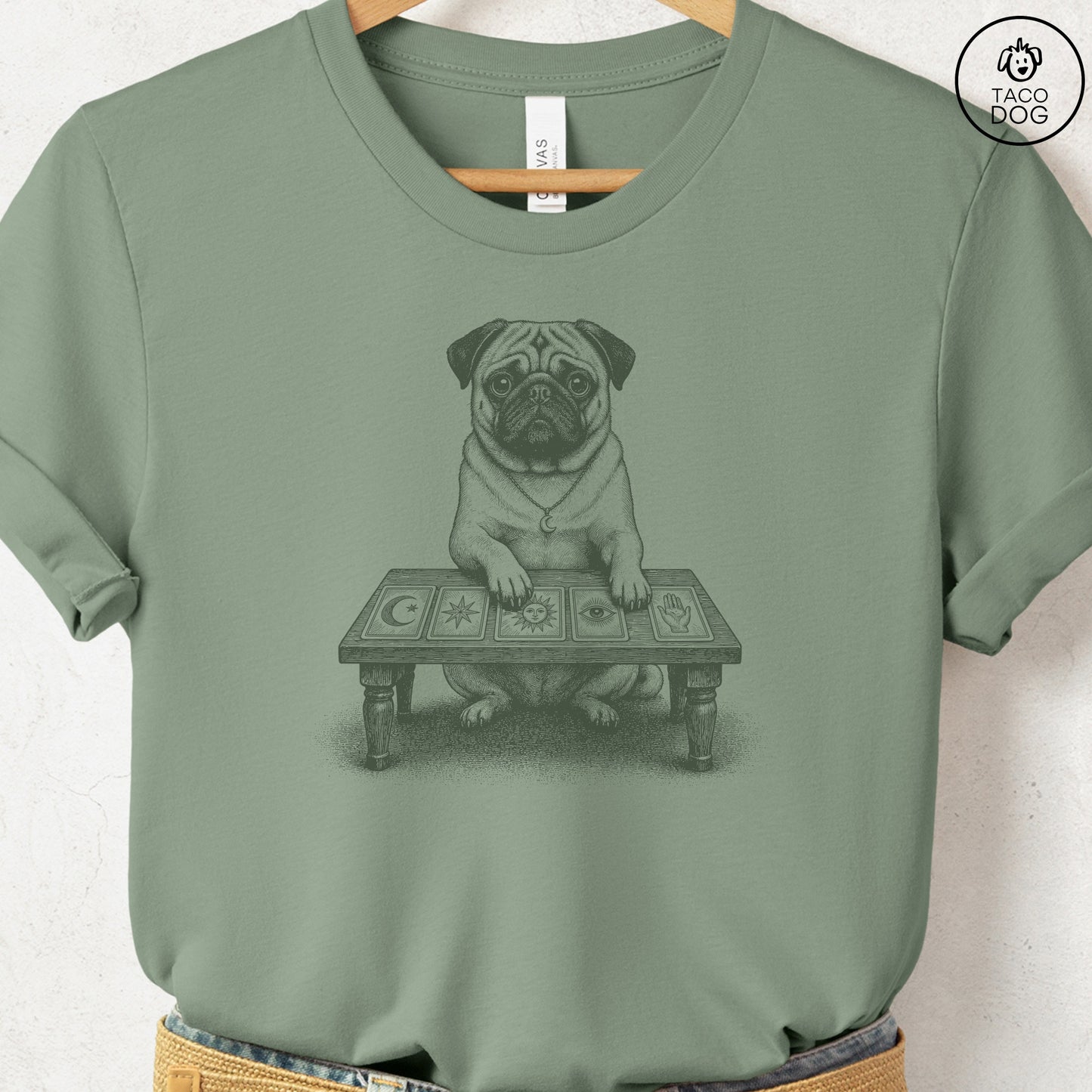Pug Fall Tarot T-Shirt Sage Taco-Dog