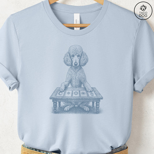 Poodle Fall Tarot T-Shirt Light Blue Taco-Dog
