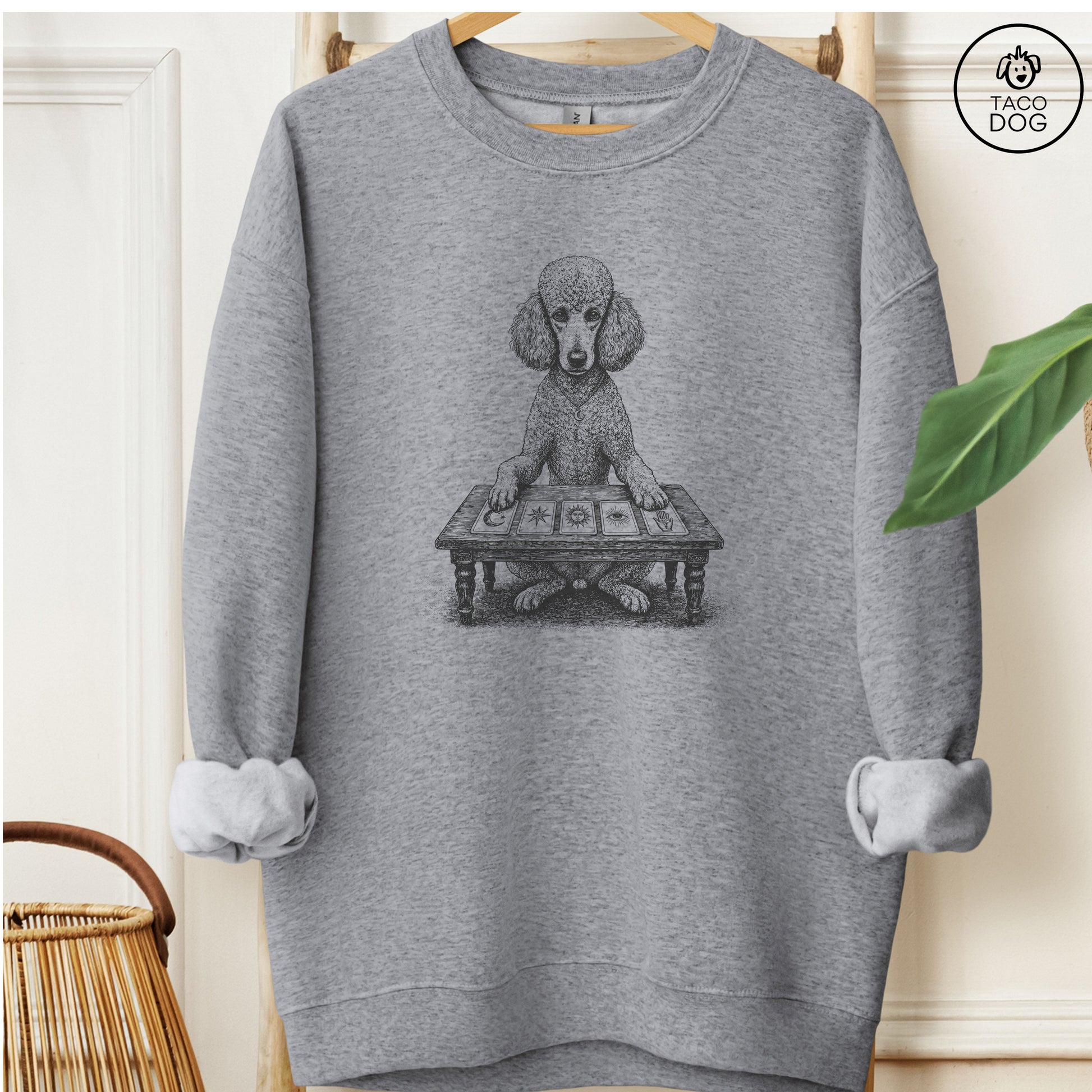 Poodle Fall Tarot Sweatshirt Graphite Heather Taco-Dog