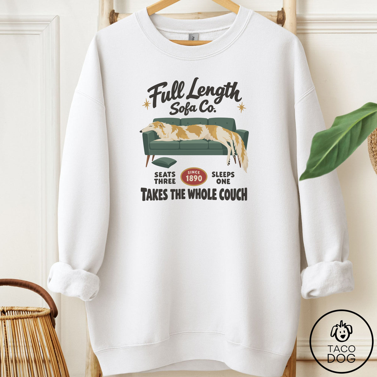 Borzoi Family Business Sweatshirt White Taco-Dog