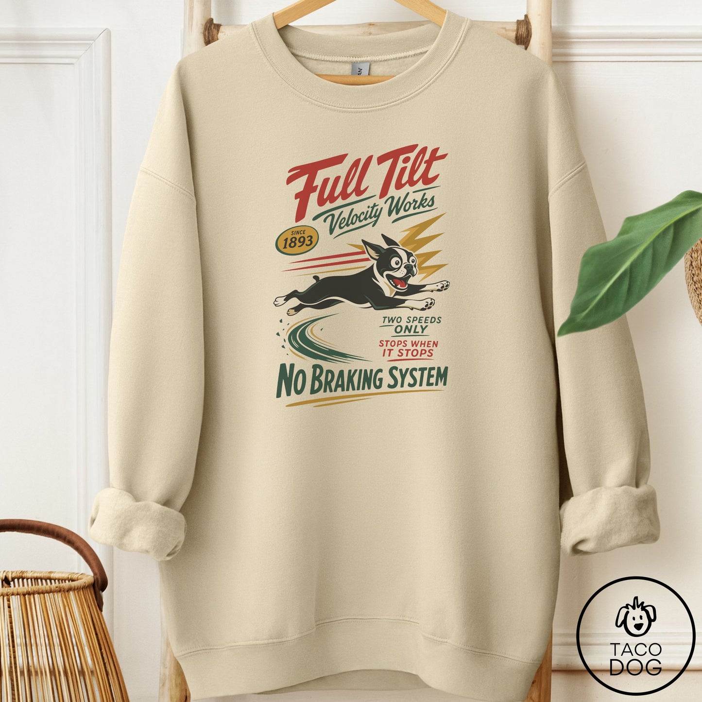 Boston Terrier Family Business Sweatshirt Sand Taco-Dog
