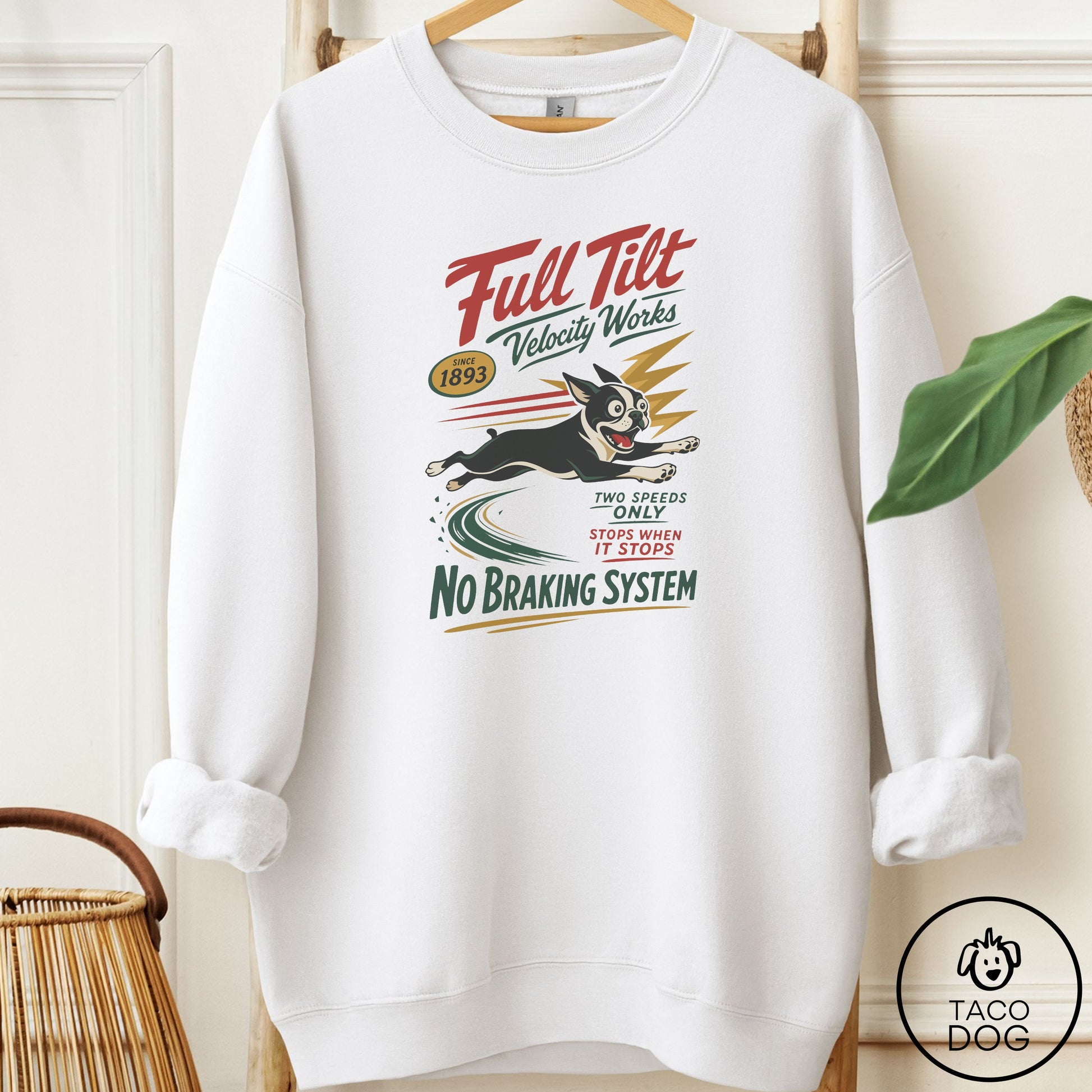 Boston Terrier Family Business Sweatshirt White Taco-Dog