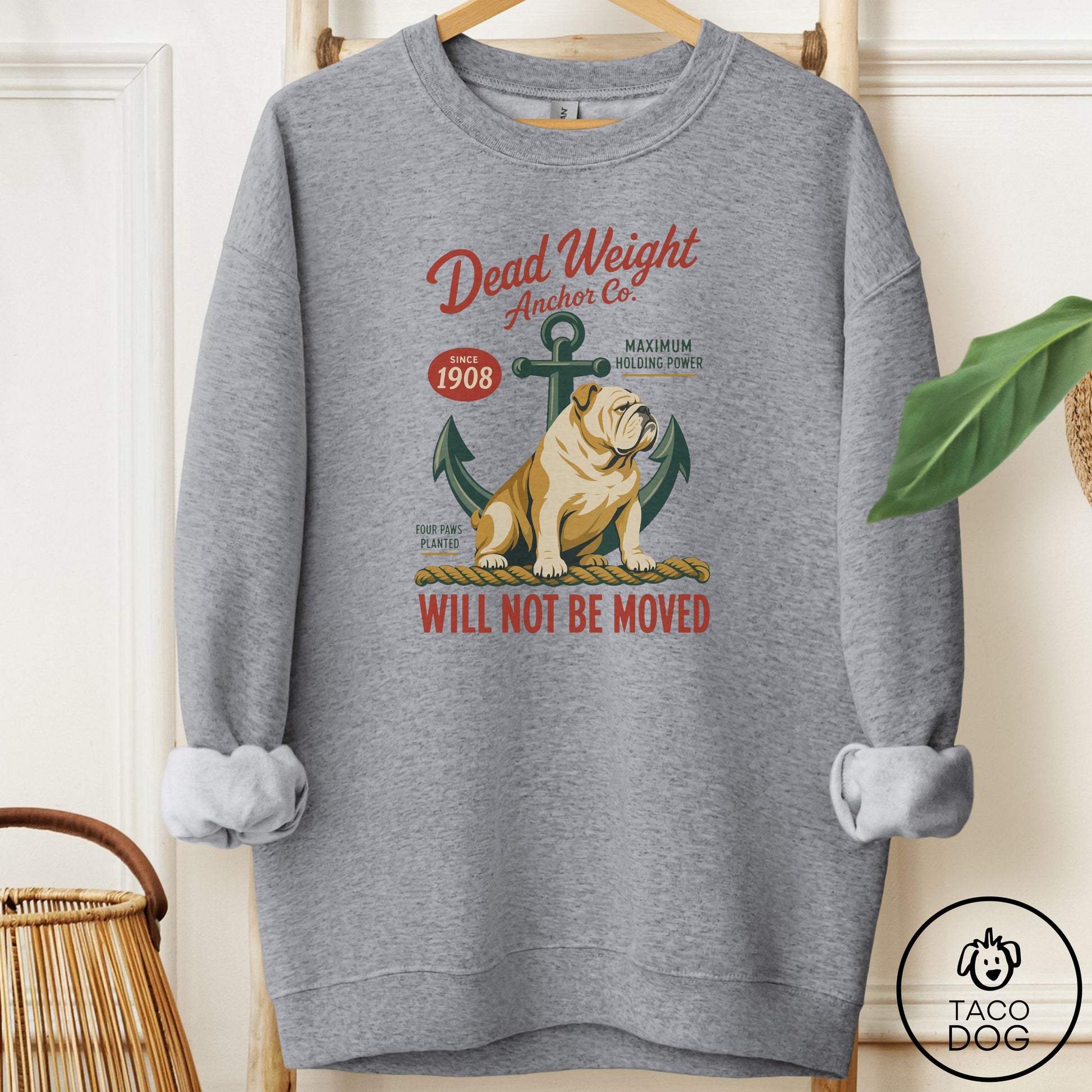 English Bulldog Family Business Sweatshirt Graphite Heather Taco-Dog