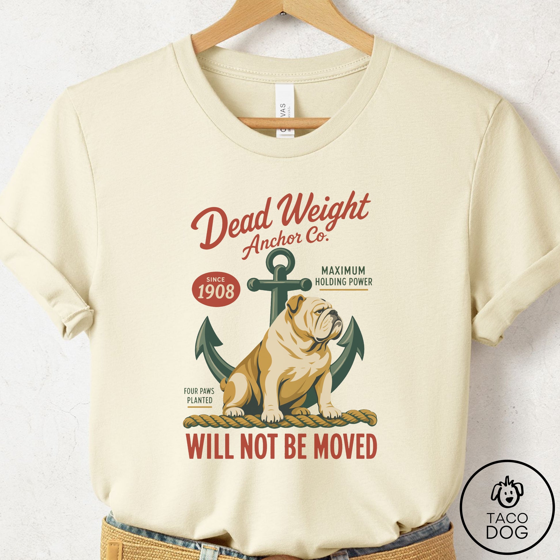 English Bulldog Family Business T-Shirt Natural Taco-Dog