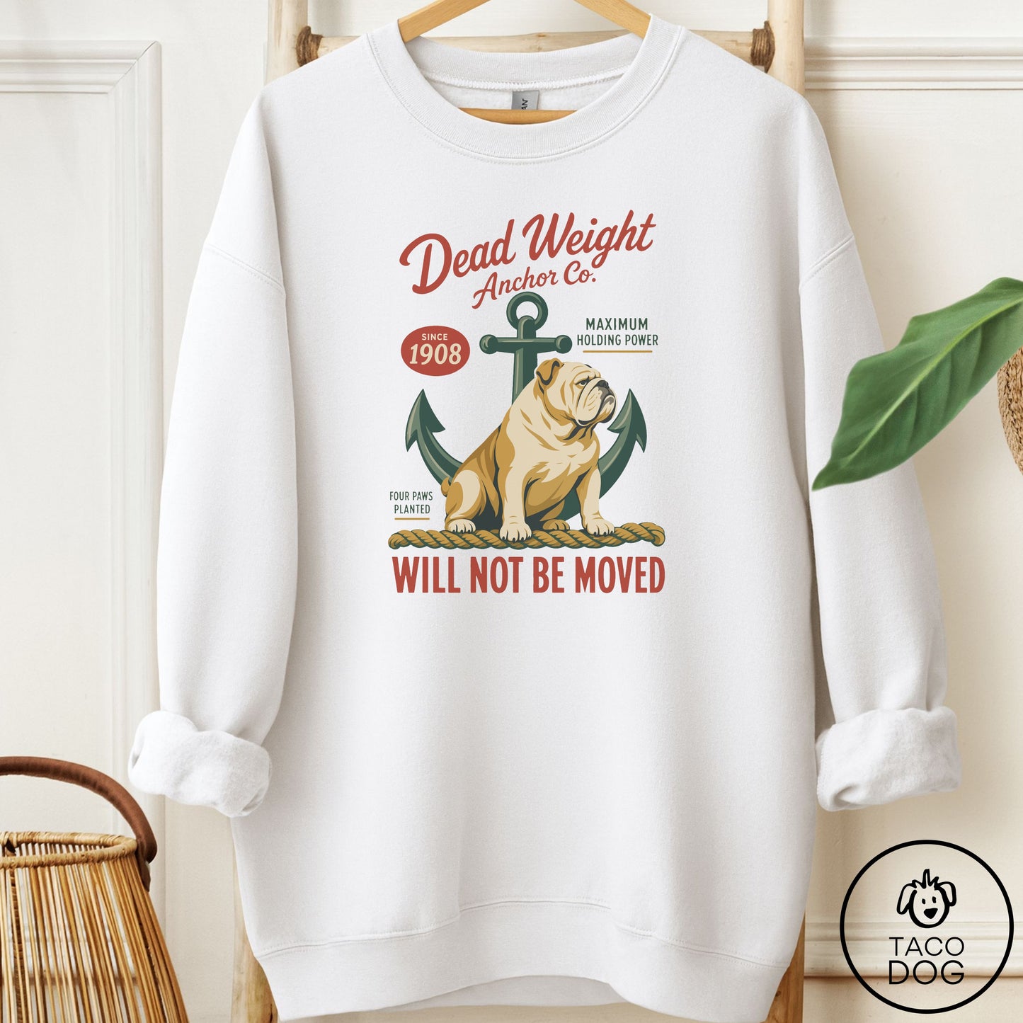 English Bulldog Family Business Sweatshirt White Taco-Dog