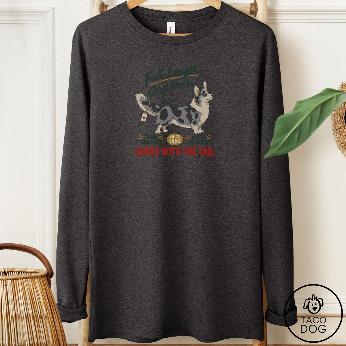 Cardigan Welsh Corgi Family Business Long Sleeve Tee Dark Grey Heather Taco-Dog