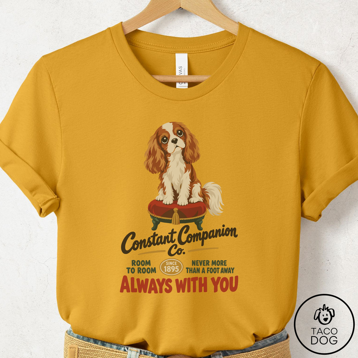 Cavalier King Charles Spaniel Family Business T-Shirt Mustard Taco-Dog