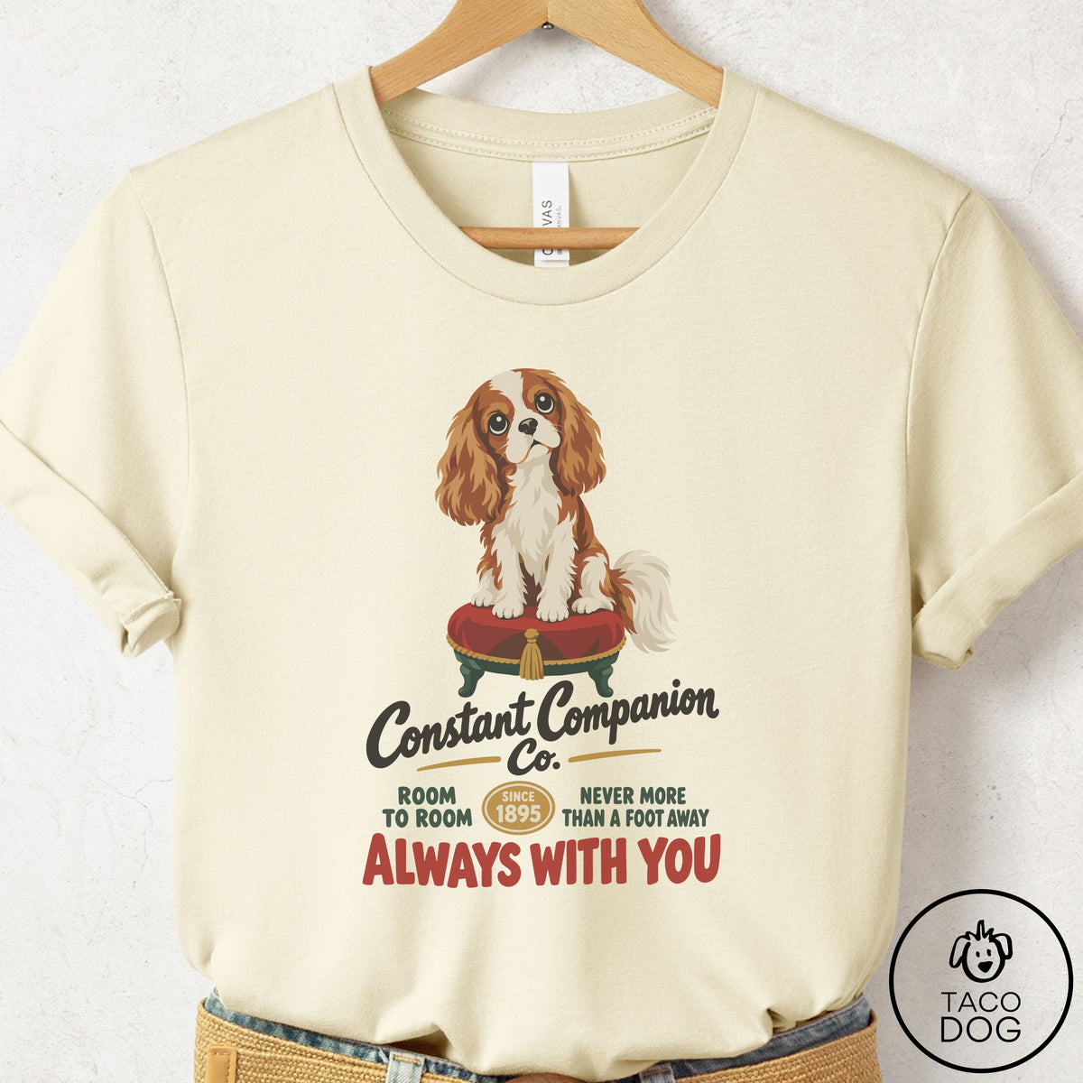 Cavalier King Charles Spaniel Family Business T-Shirt Natural Taco-Dog
