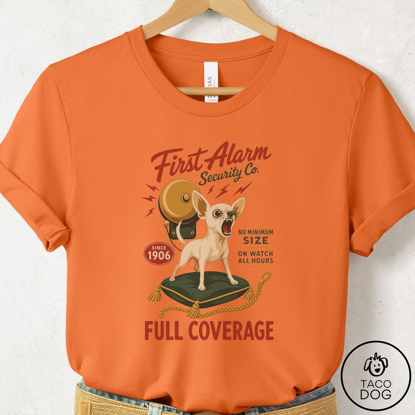 Chihuahua Family Business T-Shirt Burnt Orange Taco-Dog