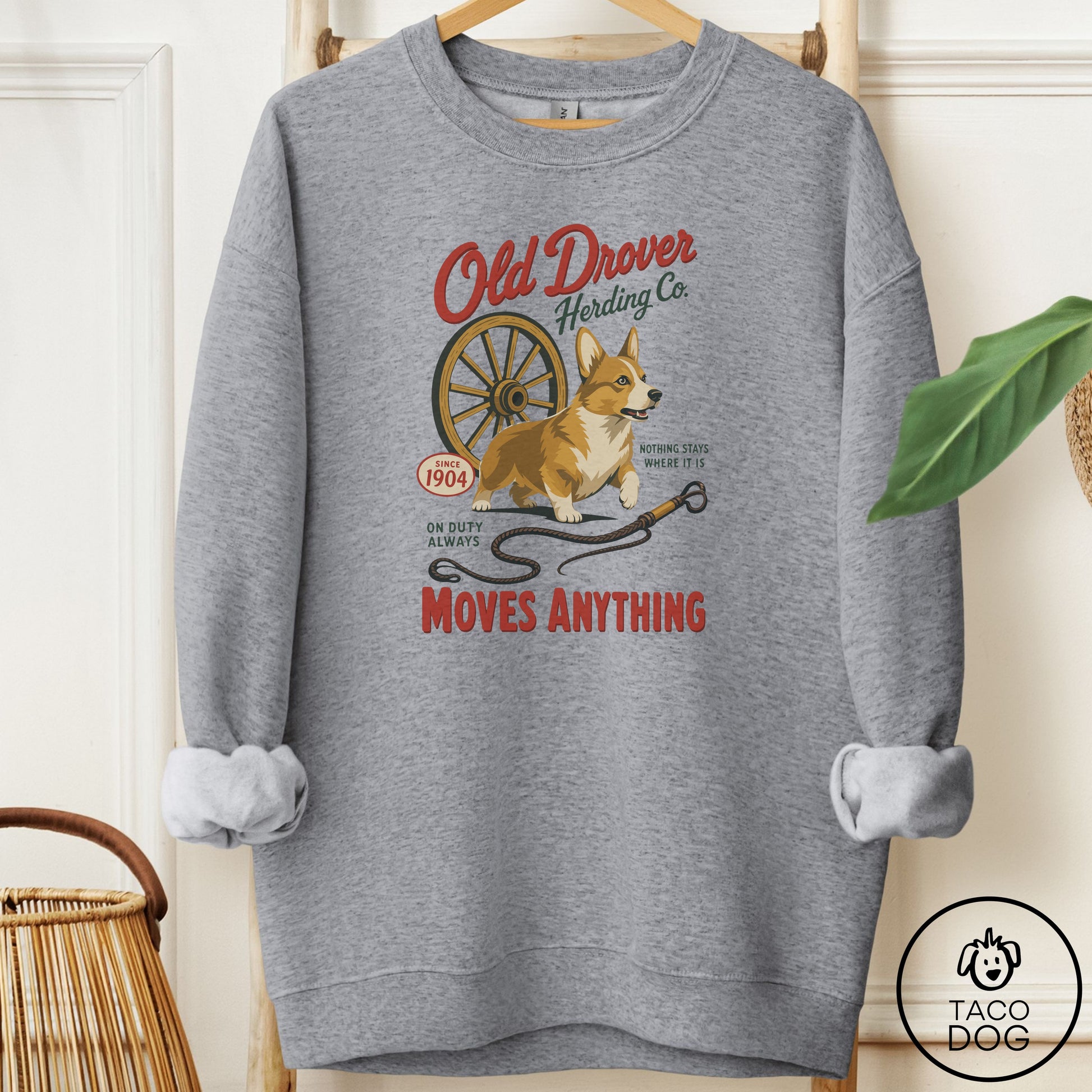 Corgi Family Business Sweatshirt Graphite Heather Taco-Dog