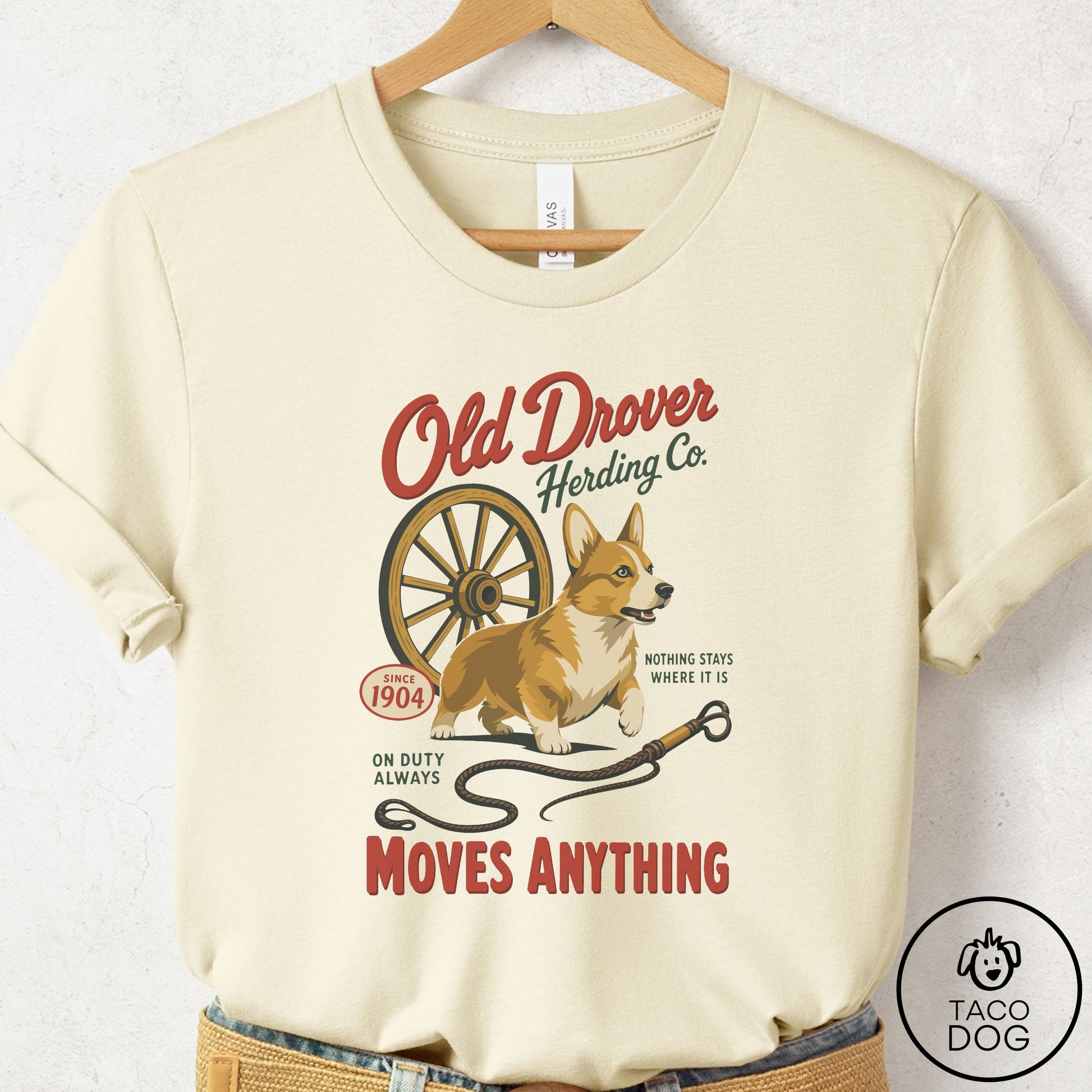 Corgi Family Business T-Shirt Natural Taco-Dog