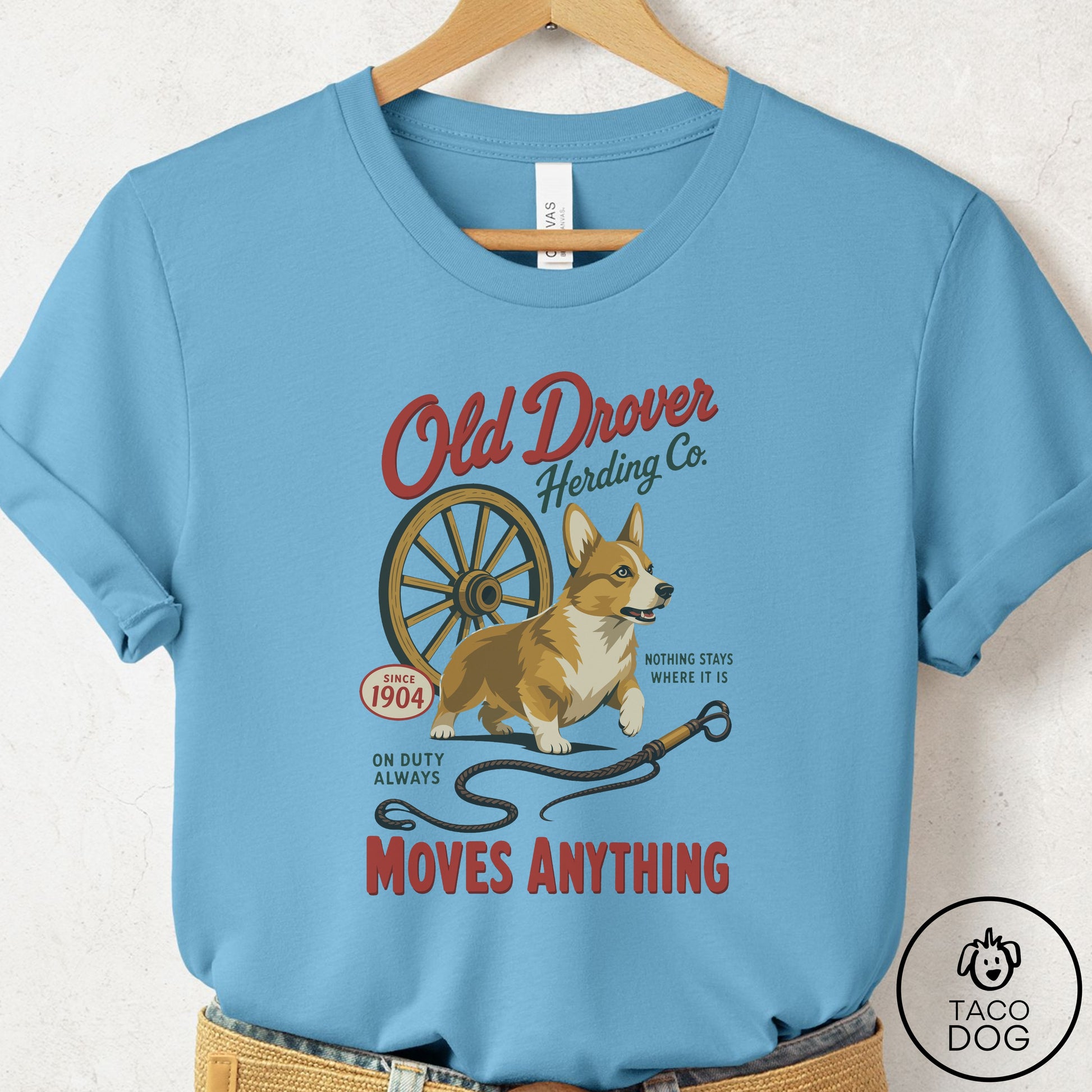 Corgi Family Business T-Shirt Ocean Blue Taco-Dog