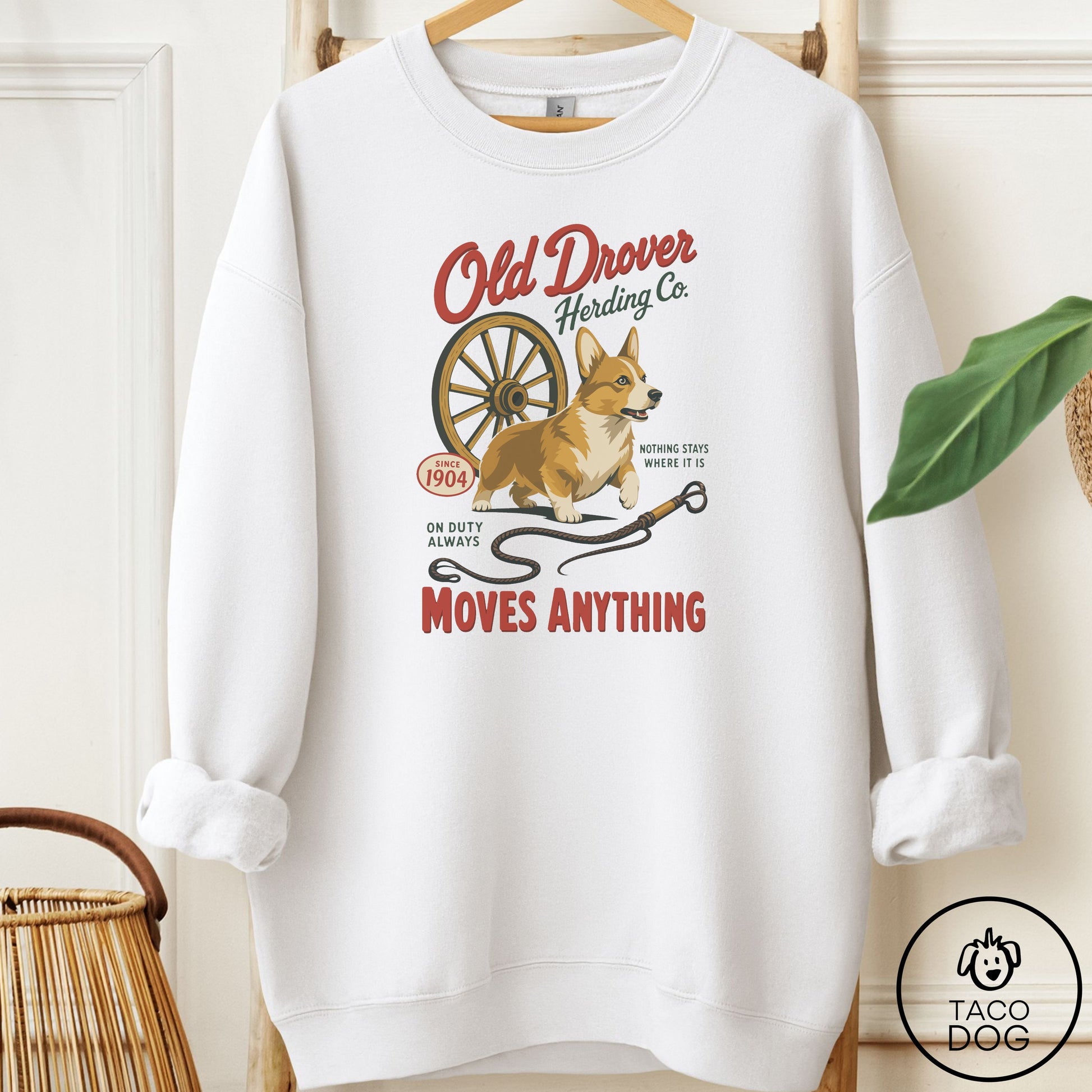 Corgi Family Business Sweatshirt White Taco-Dog