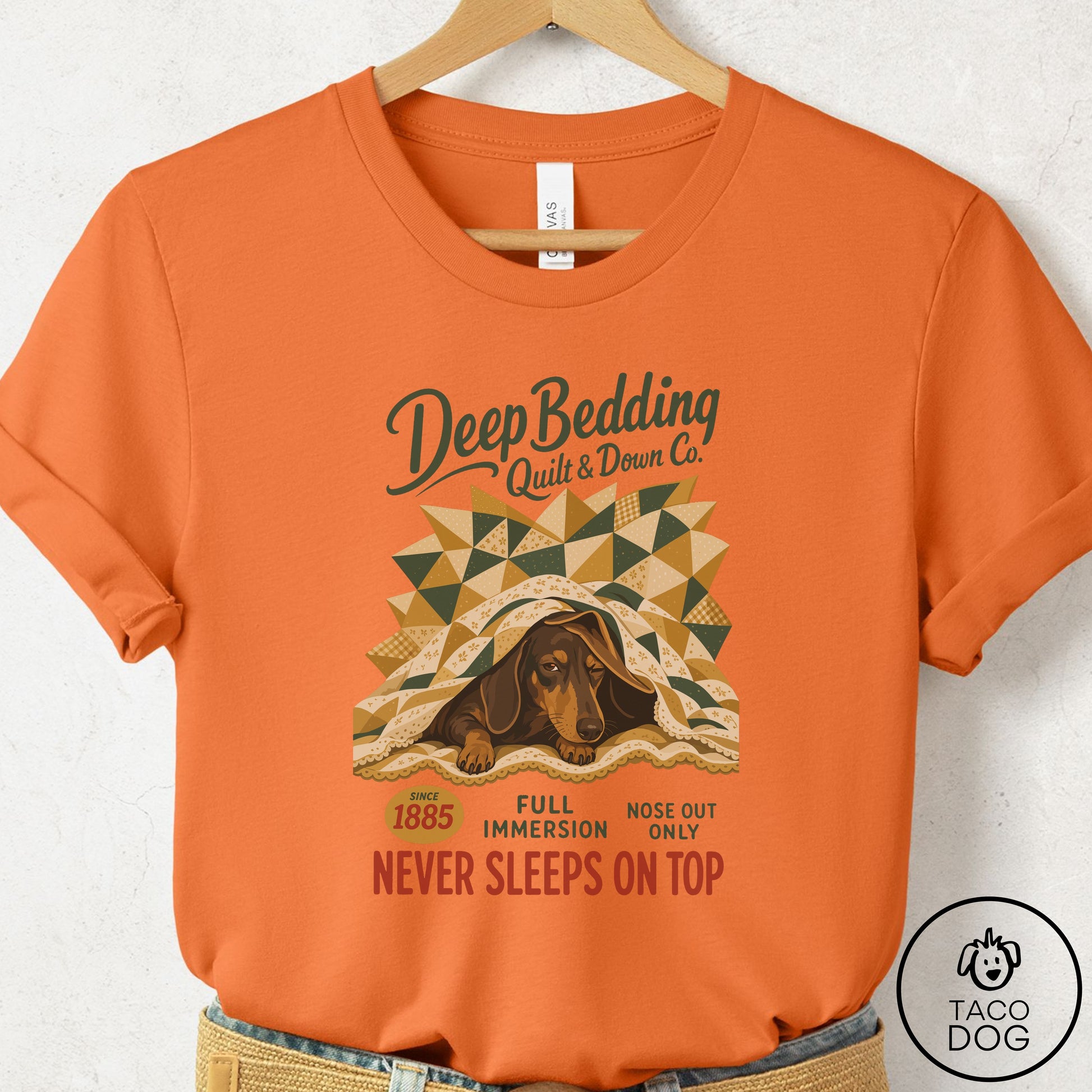 Dachshund Family Business T-Shirt Burnt Orange Taco-Dog