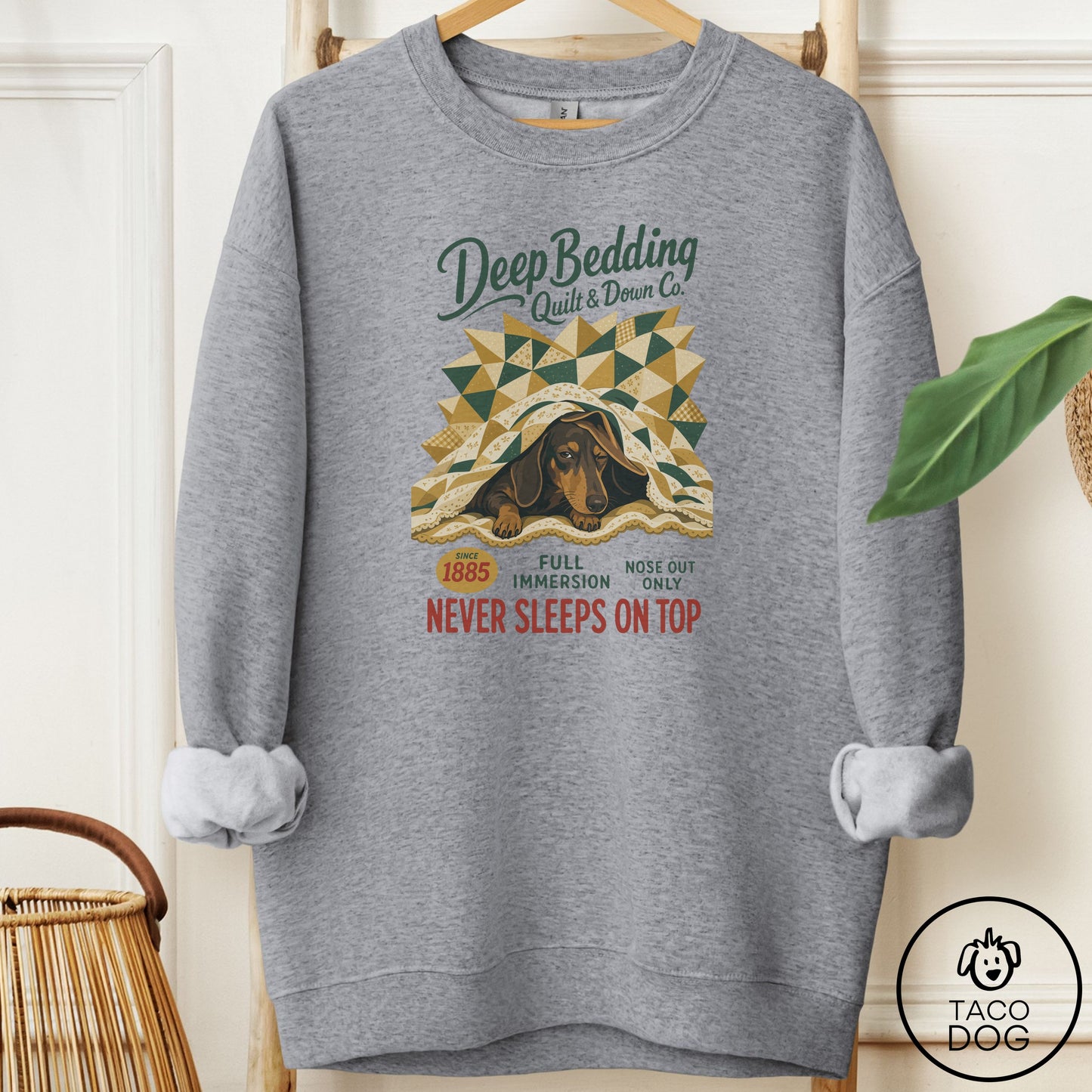 Dachshund Family Business Sweatshirt Graphite Heather Taco-Dog