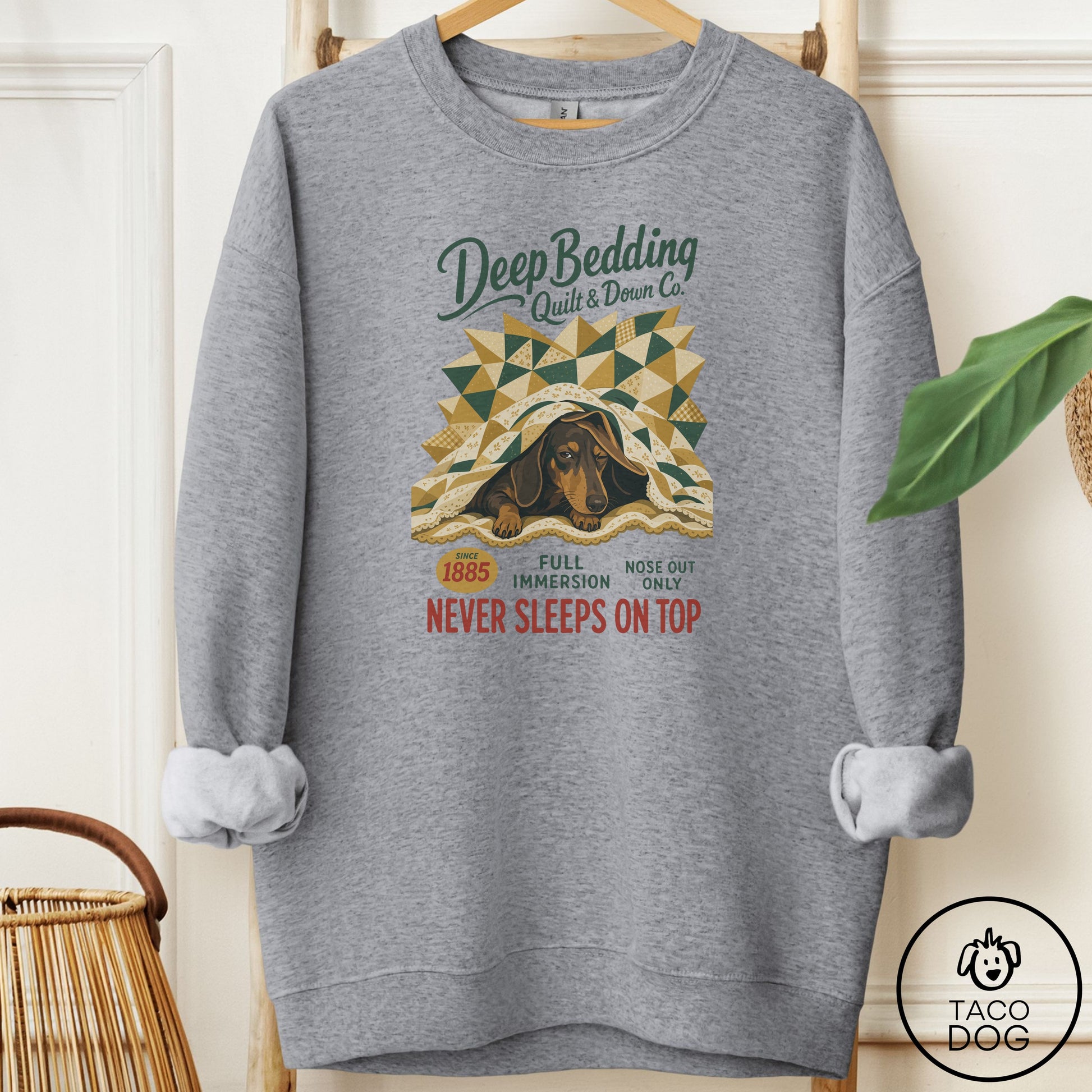 Dachshund Family Business Sweatshirt Graphite Heather Taco-Dog