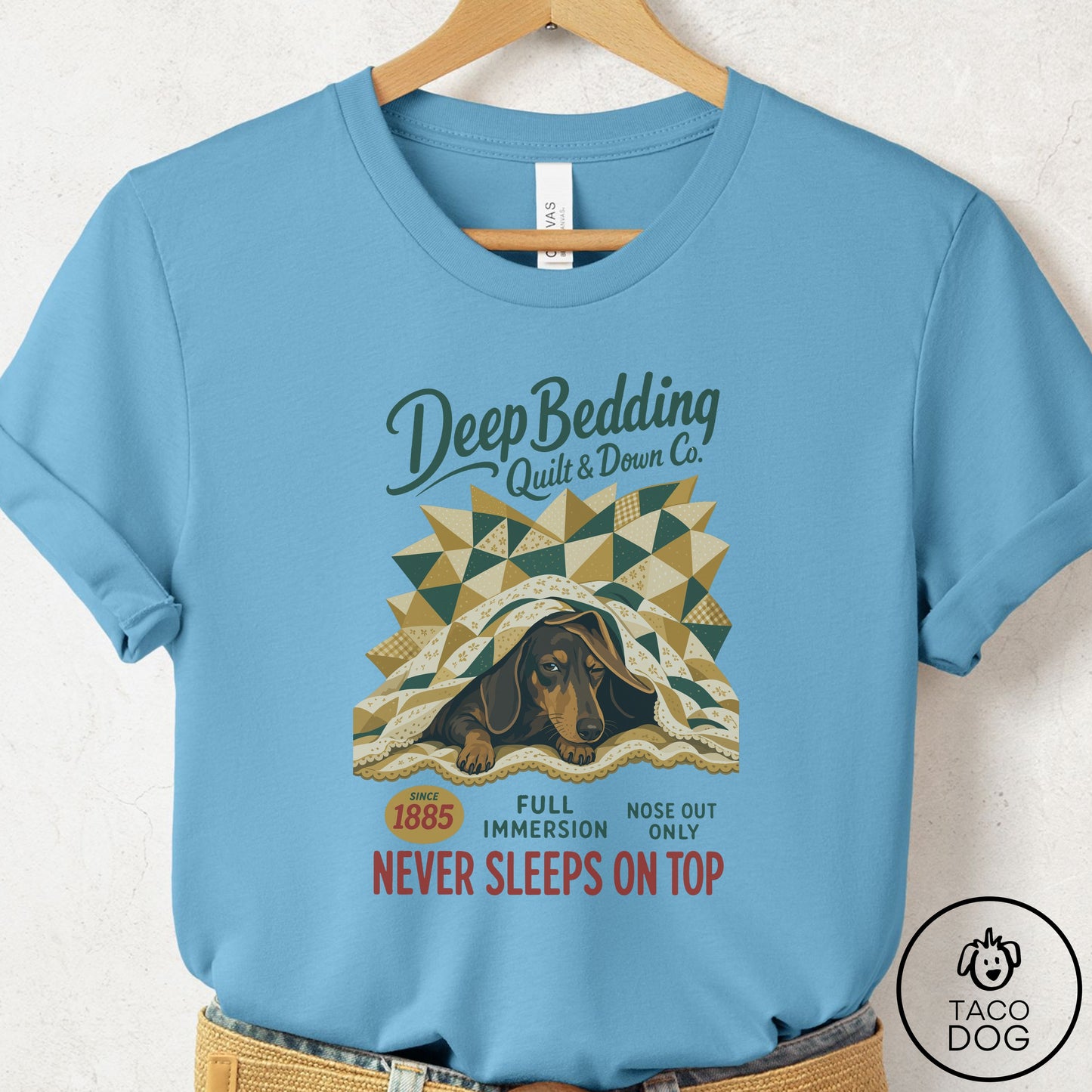 Dachshund Family Business T-Shirt Ocean Blue Taco-Dog