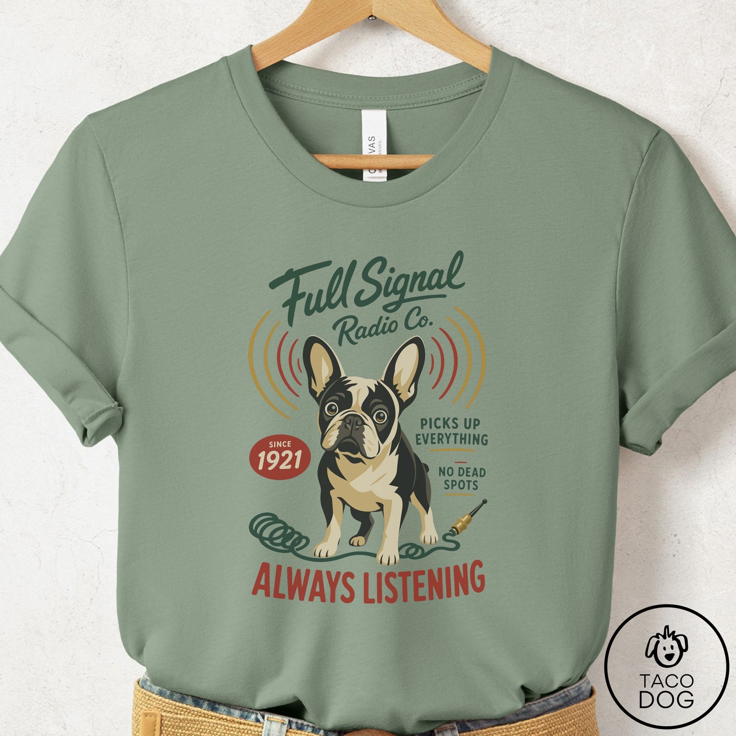 French Bulldog Frenchie Family Business T-Shirt Sage Taco-Dog