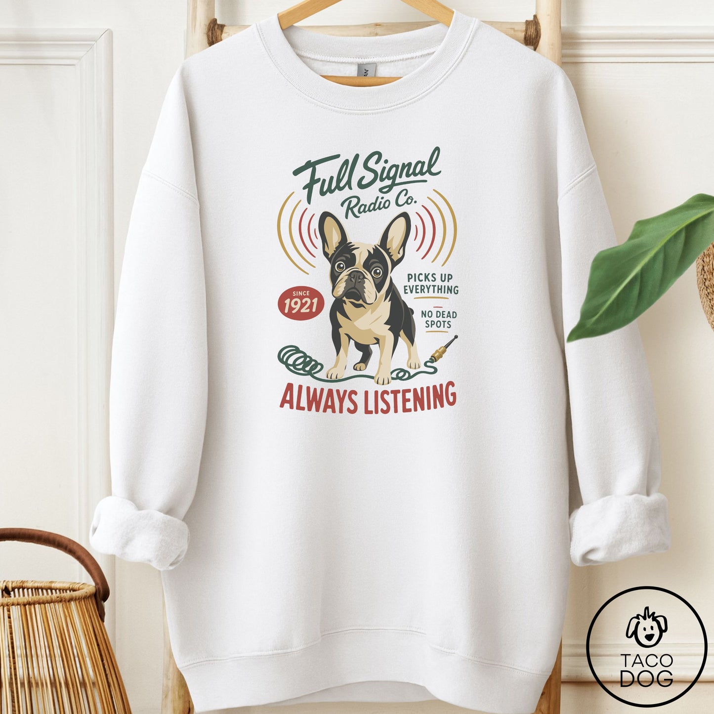 French Bulldog Frenchie Family Business Sweatshirt White Taco-Dog