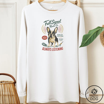 French Bulldog Frenchie Family Business Long Sleeve Tee White Taco-Dog