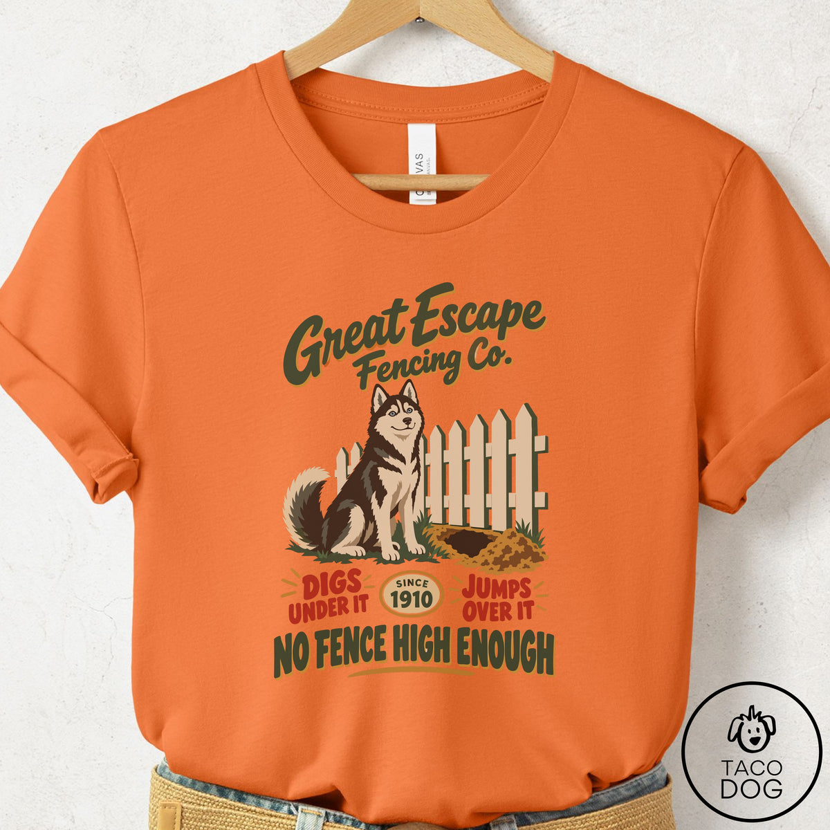 Husky Family Business T-Shirt Burnt Orange Taco-Dog