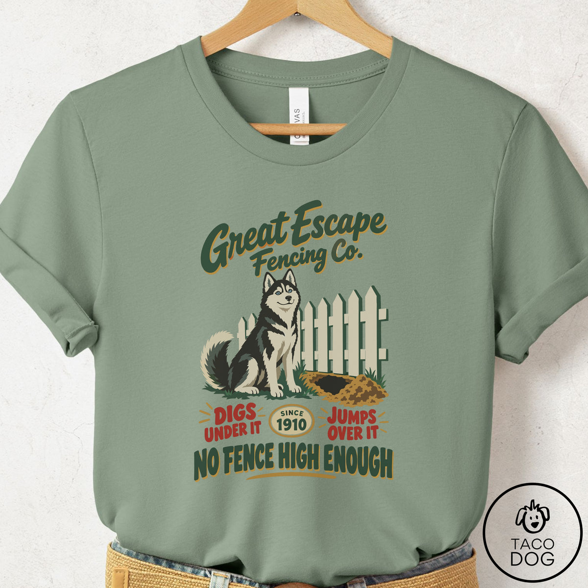 Husky Family Business T-Shirt Sage Taco-Dog