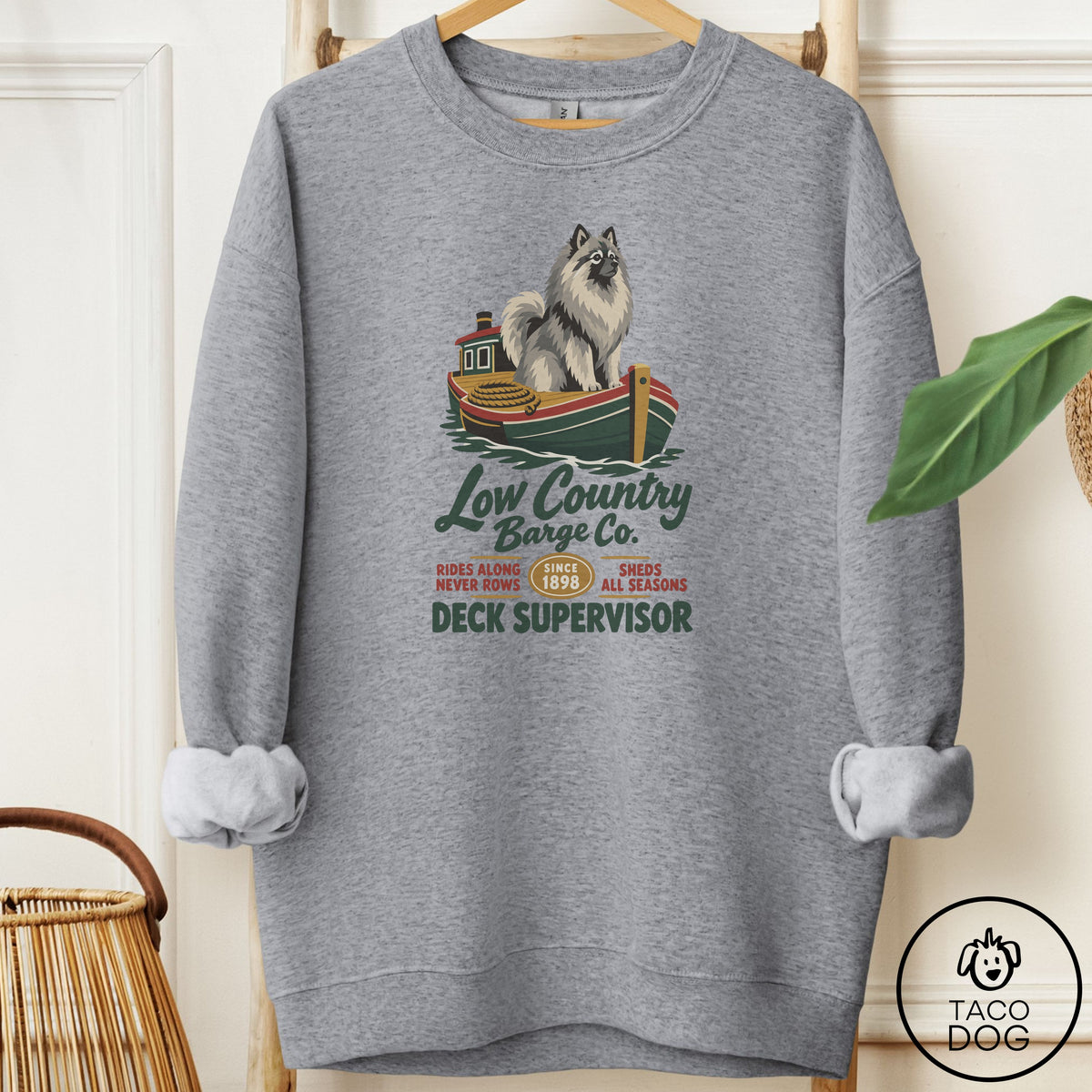 Keeshond Family Business Sweatshirt Graphite Heather Taco-Dog