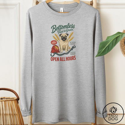 Pug Family Business Long Sleeve Tee Athletic Heather Taco-Dog
