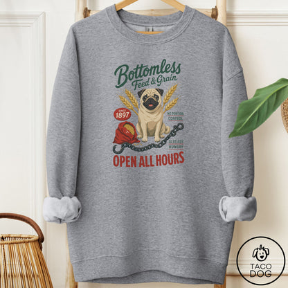 Pug Family Business Sweatshirt Graphite Heather Taco-Dog