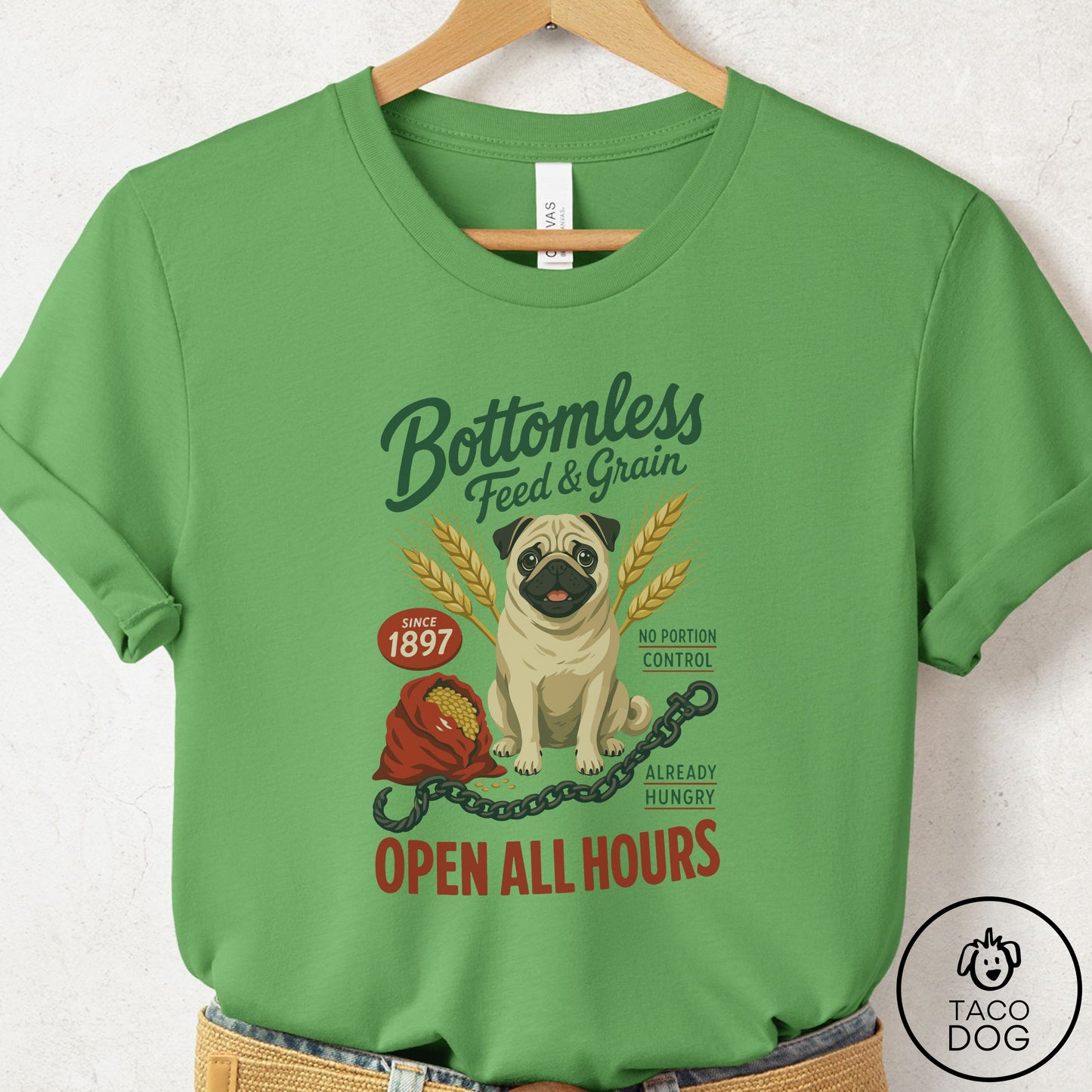 Pug Family Business T-Shirt Leaf Taco-Dog