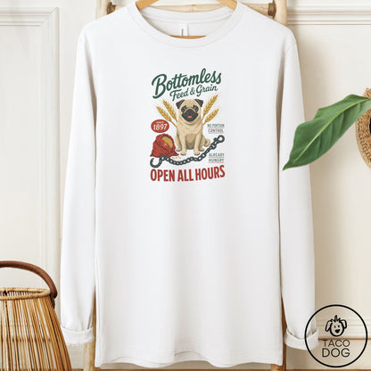 Pug Family Business Long Sleeve Tee White Taco-Dog
