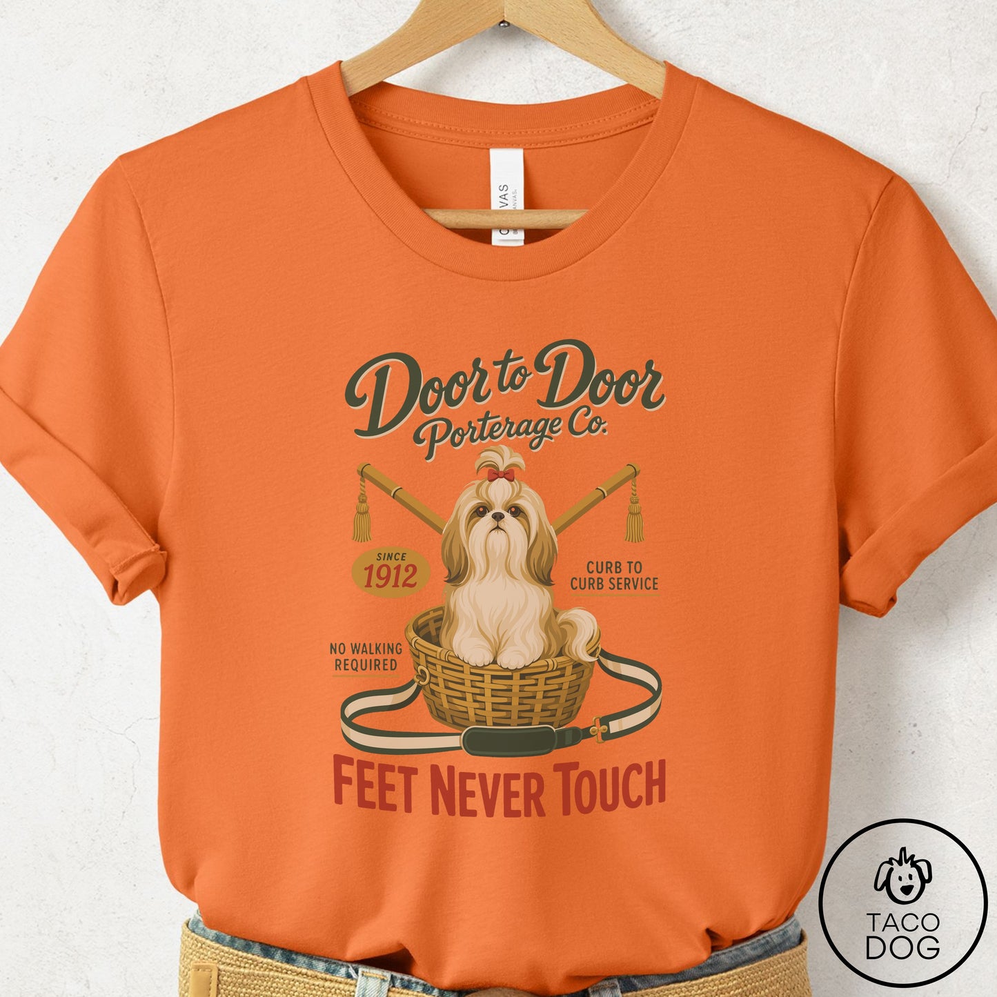 Shih Tzu Family Business T-Shirt Burnt Orange Taco-Dog