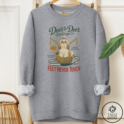 Shih Tzu Family Business Sweatshirt Graphite Heather Taco-Dog
