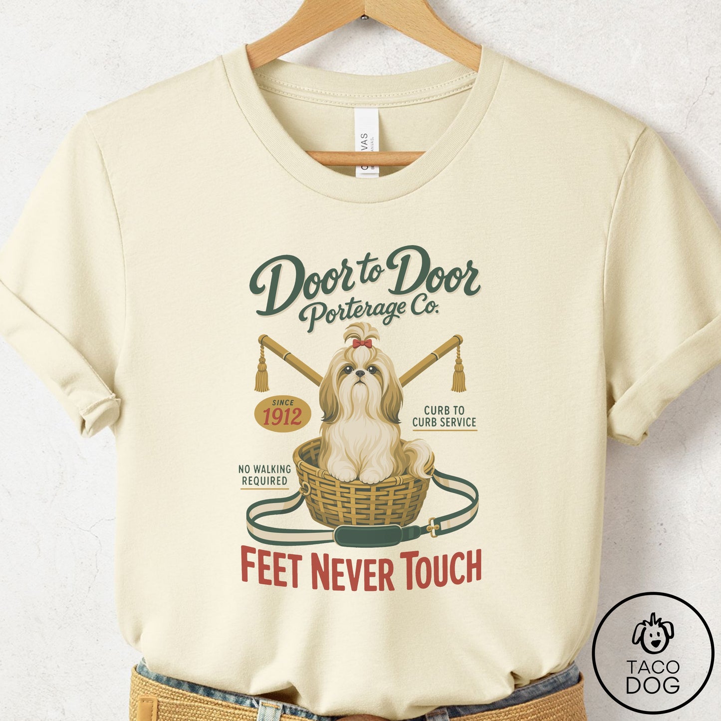 Shih Tzu Family Business T-Shirt Natural Taco-Dog