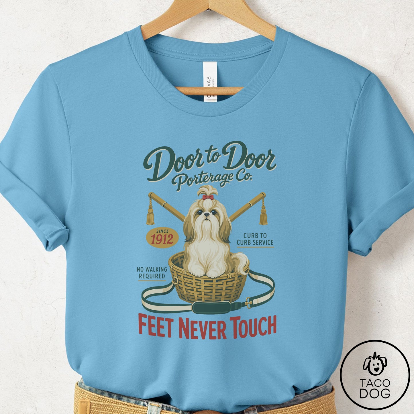 Shih Tzu Family Business T-Shirt Ocean Blue Taco-Dog