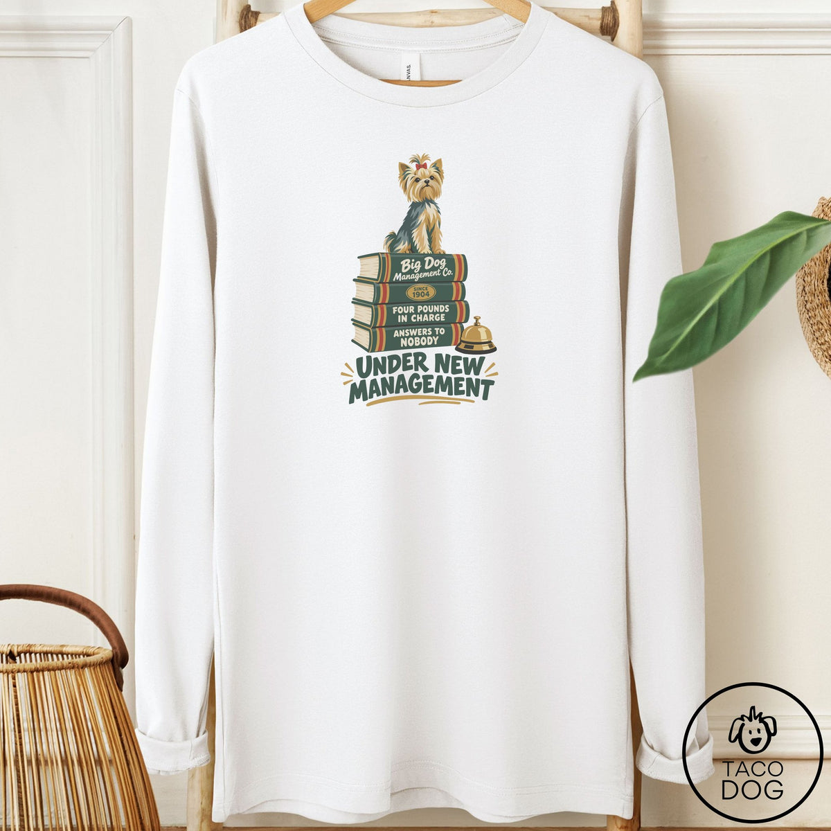 Yorkshire Terrier Yorkie Family Business Long Sleeve Tee White Taco-Dog