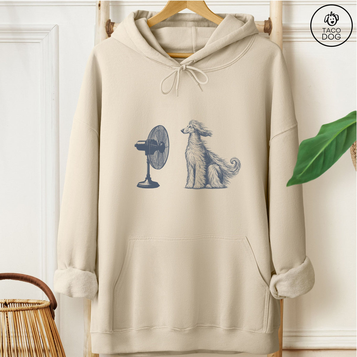 Afghan Hound Fan Hoodie Sand Taco-Dog