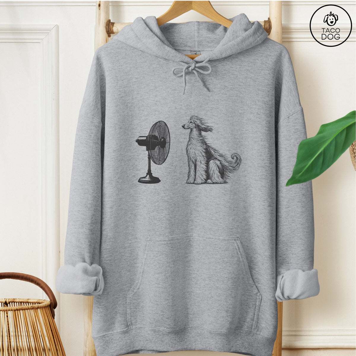 Afghan Hound Fan Hoodie Graphite Heather Taco-Dog