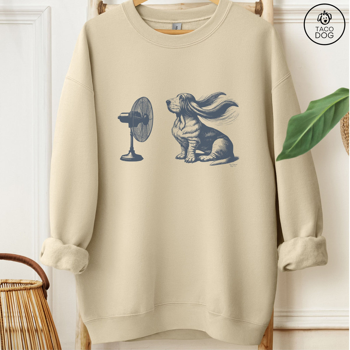 Basset Hound Fan Sweatshirt Sand Taco-Dog