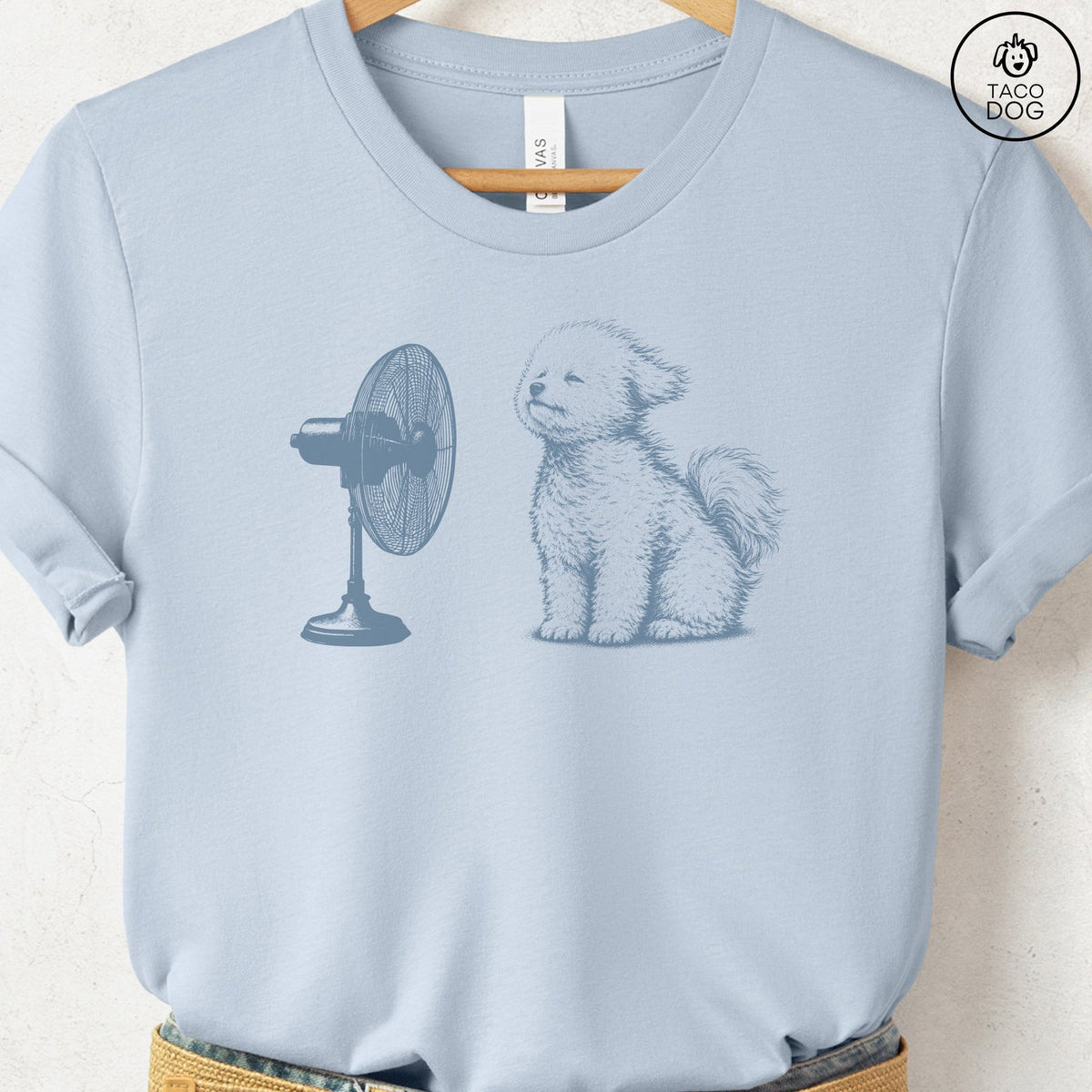Bichon Frise Fan T-Shirt Light Blue Taco-Dog