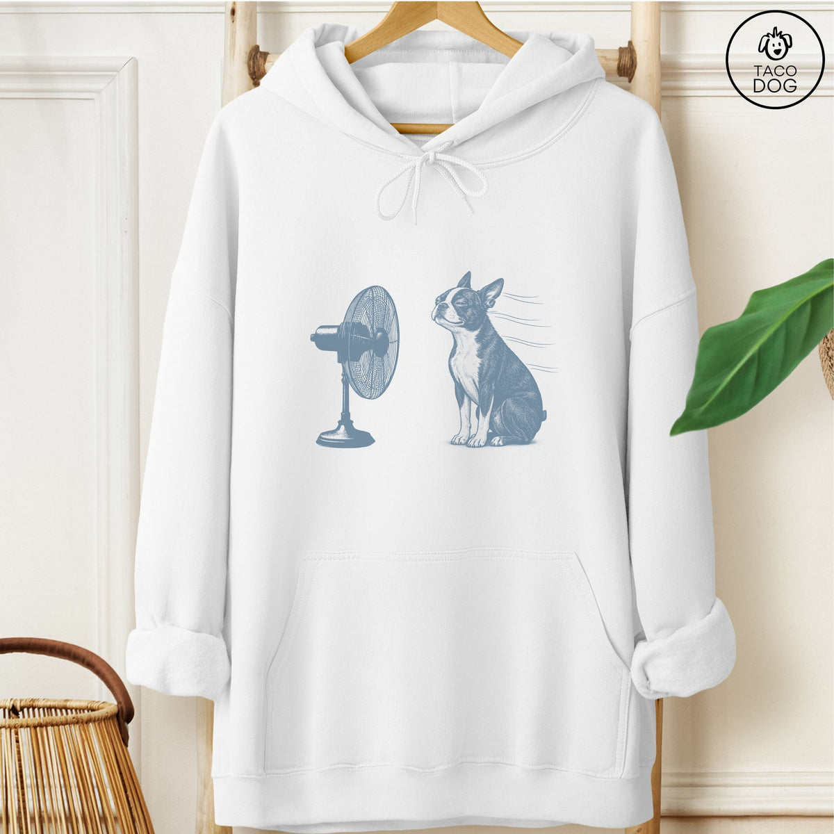 Boston Terrier Fan Hoodie White Taco-Dog