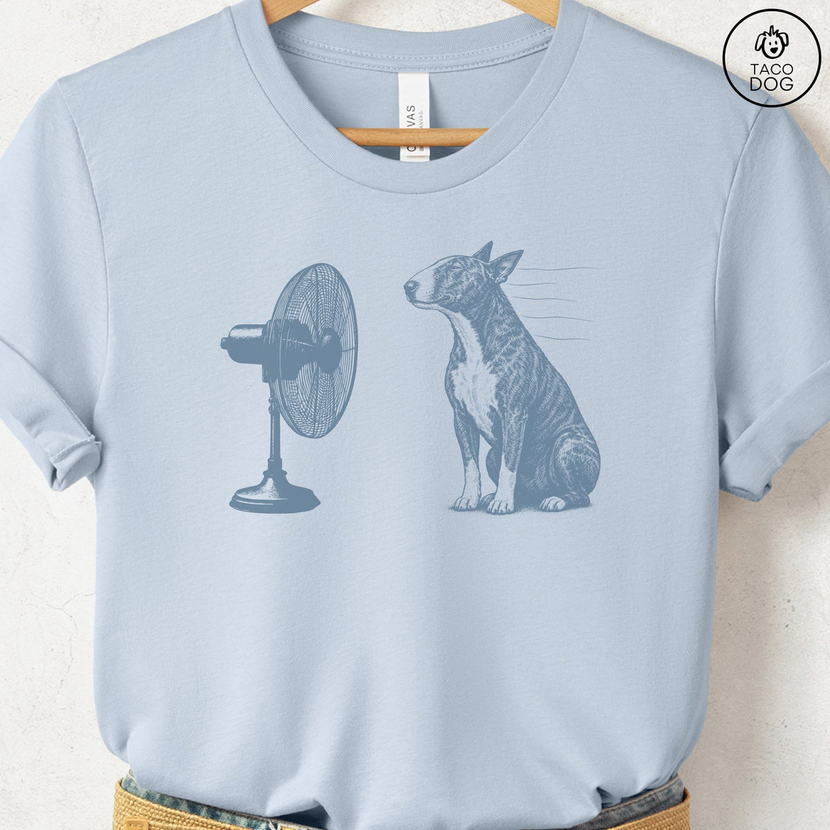 Bull Terrier Fan T-Shirt Light Blue Taco-Dog