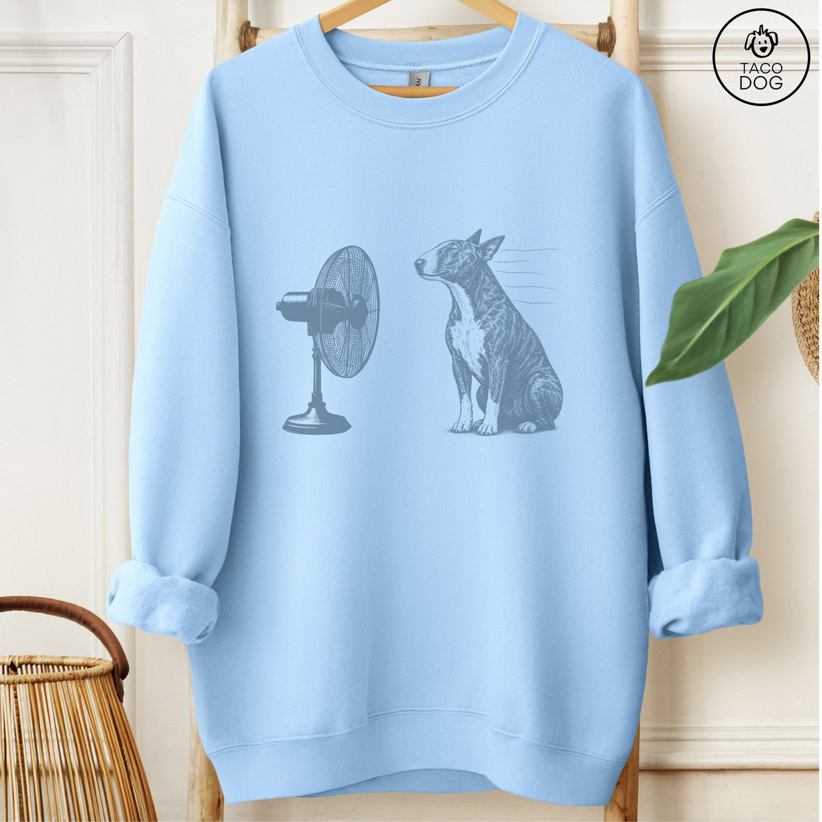 Bull Terrier Fan Sweatshirt Light Blue Taco-Dog