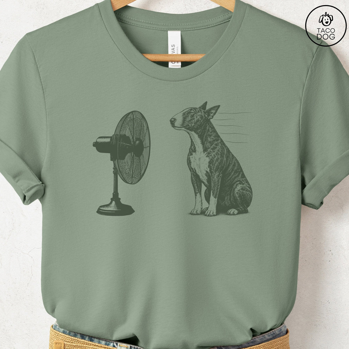 Bull Terrier Fan T-Shirt Sage Taco-Dog