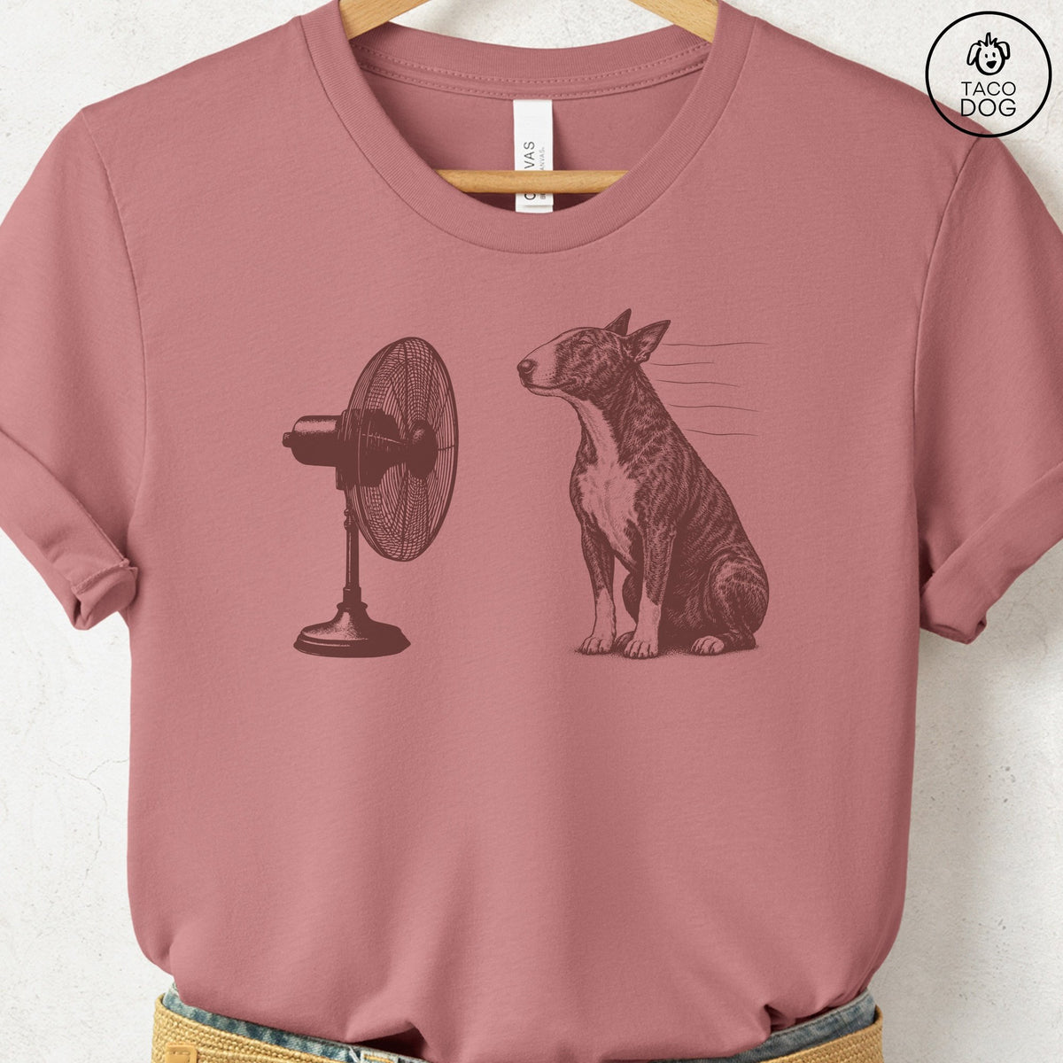Bull Terrier Fan T-Shirt Heather Mauve Taco-Dog