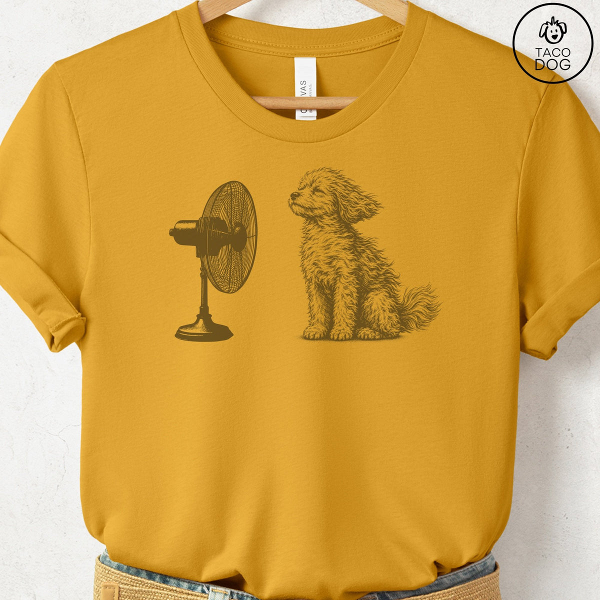Cavapoo Fan T-Shirt Mustard Taco-Dog