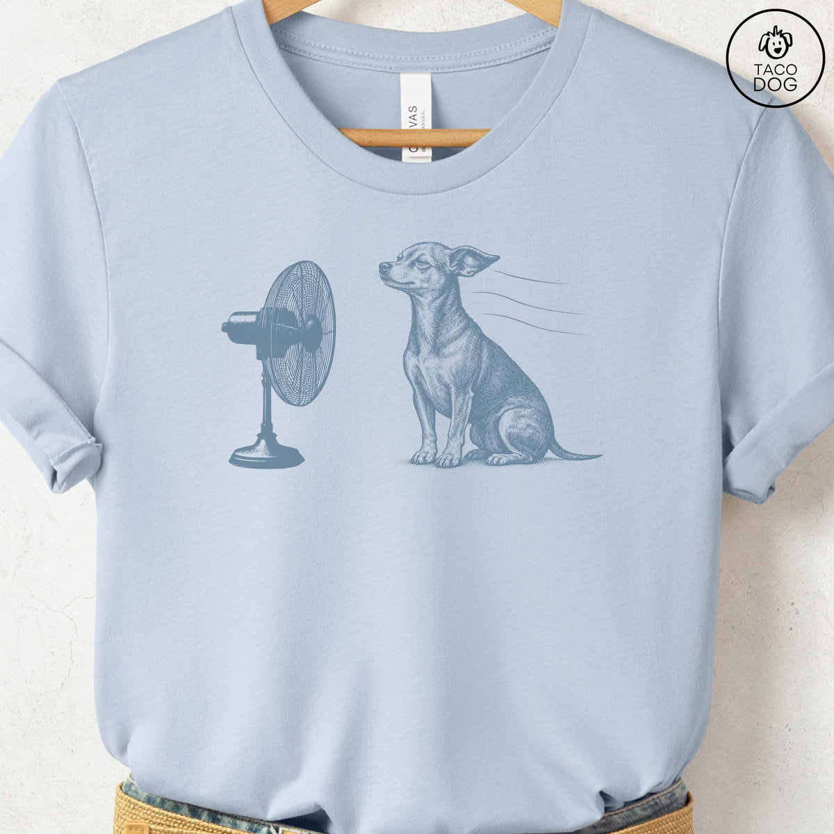 Chiweenie Fan T-Shirt Light Blue Taco-Dog