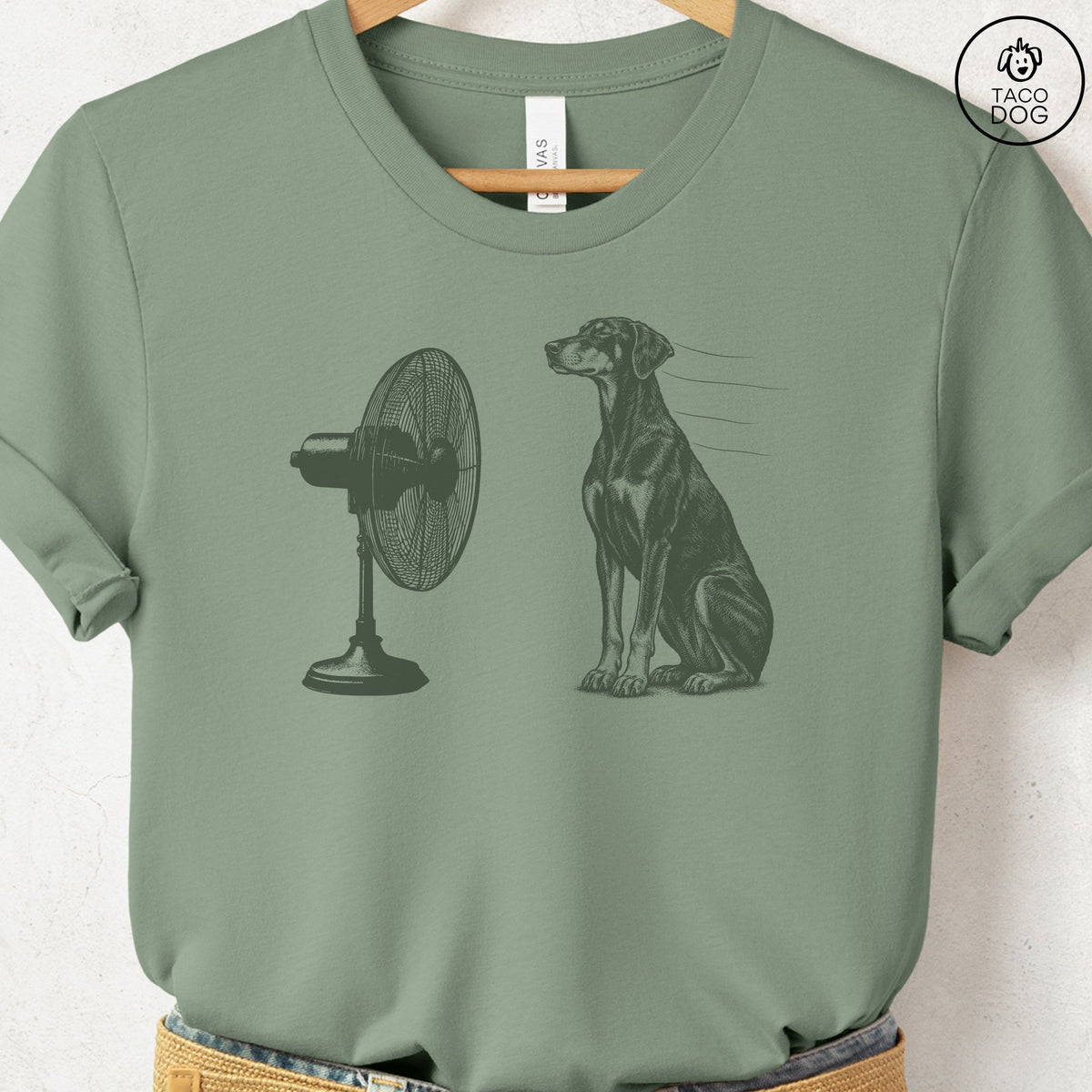 Doberman Fan T-Shirt Sage Taco-Dog